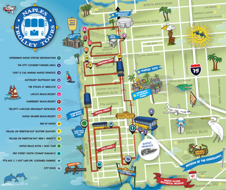 Map And Schedule Naples Trolley Tours Hop On Hop Off Naples Fl