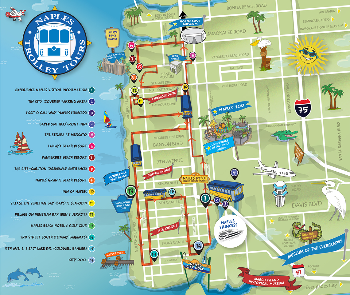 map & schedule | naples trolley tours | hop-on hop-off